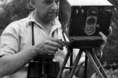 Eric Hosking setting up an automatic trip for use with High Speed Flash to Photograph birds in flight -1948