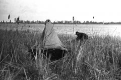 Hide built in a boat for photographing a Coots nest, Hickling Broad Norfolk Easter 1933. Photo by Eric Hosking.